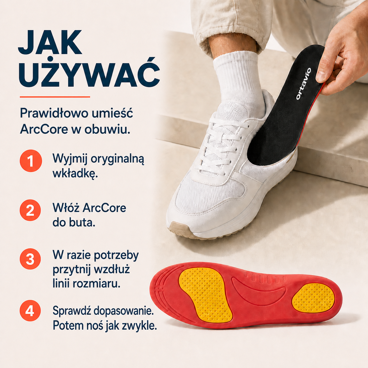 Jak prawidłowo dopasować wkładki Ortavio ArcCore do butów