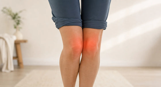 Realistische Vorderansicht nach innen gerichteter Knie unter Belastung