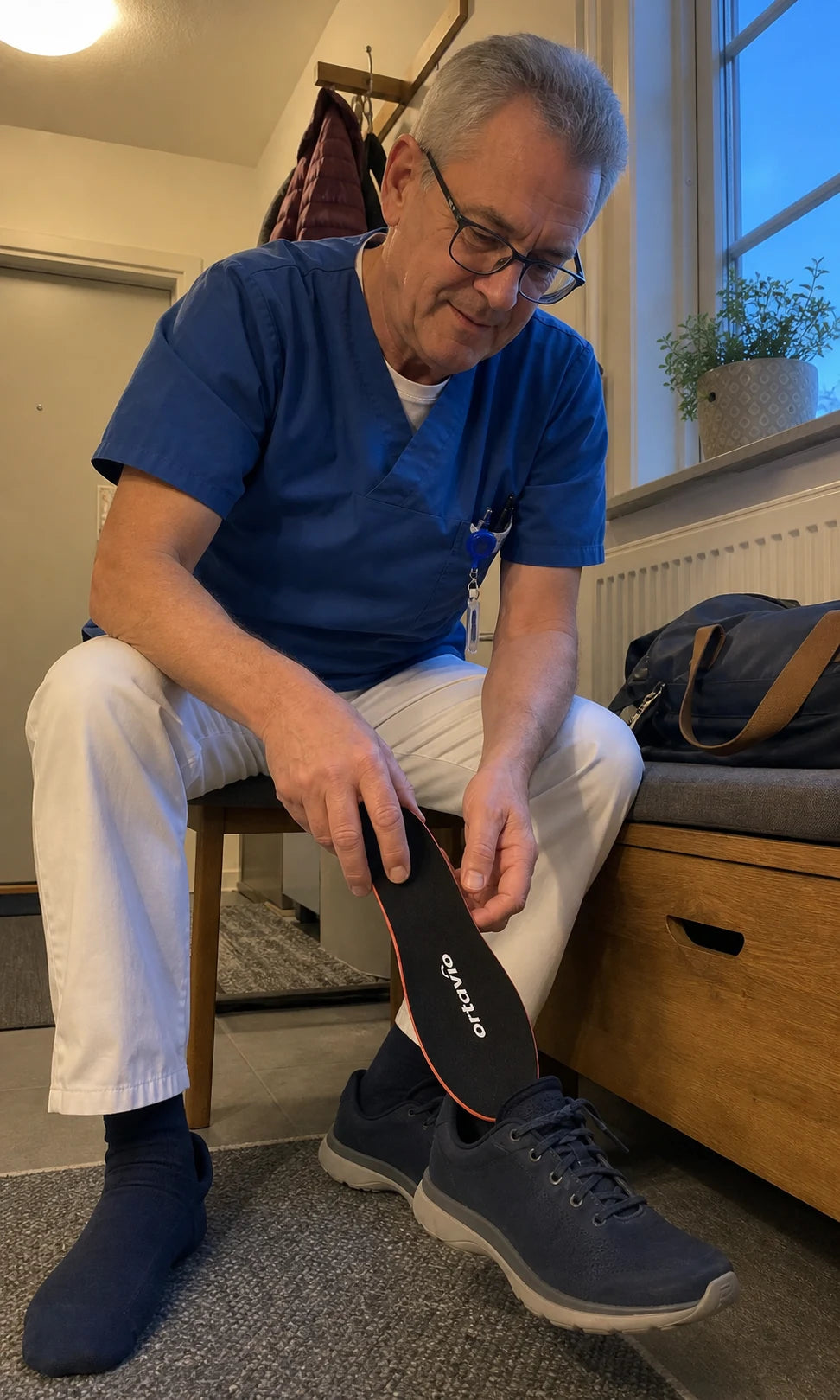 care worker installant an Ortavio ArcCore semelle